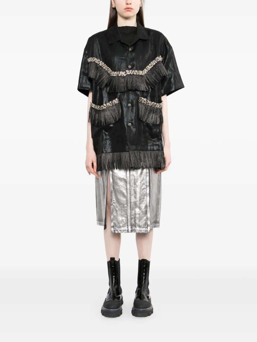  Penultimate Fringe-embellished Shirt - Black 