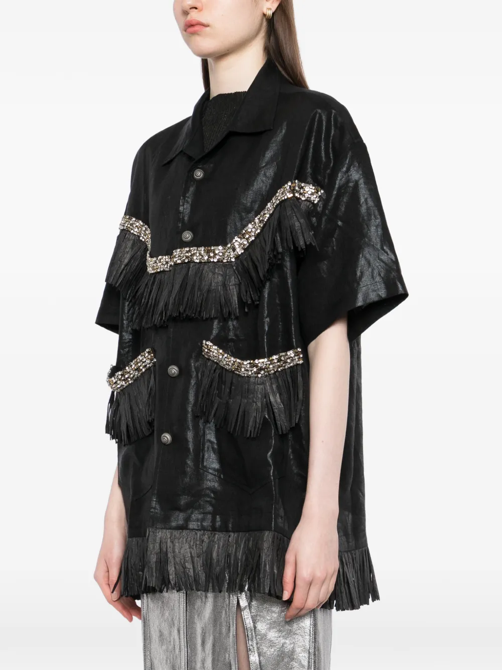  Penultimate Fringe-embellished Shirt - Black 