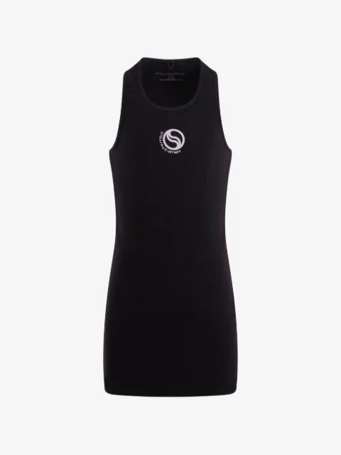 Stella McCartney Kids vestido de canalé con logo bordado