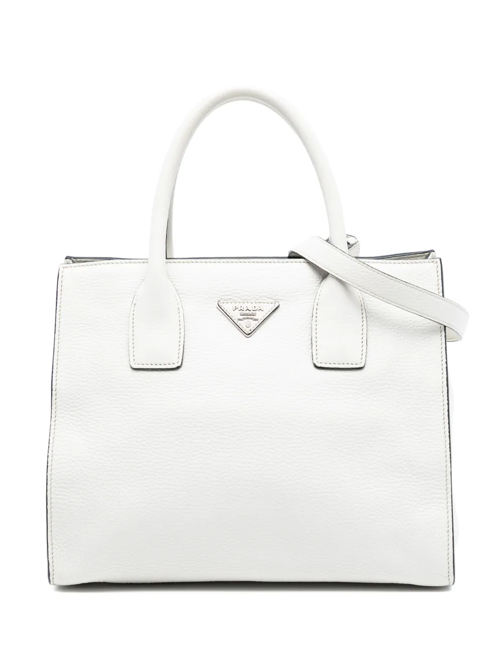 Prada Pre-Owned 2000-2025 Vitello Daino Open Convertible Tote satchel - Bianco