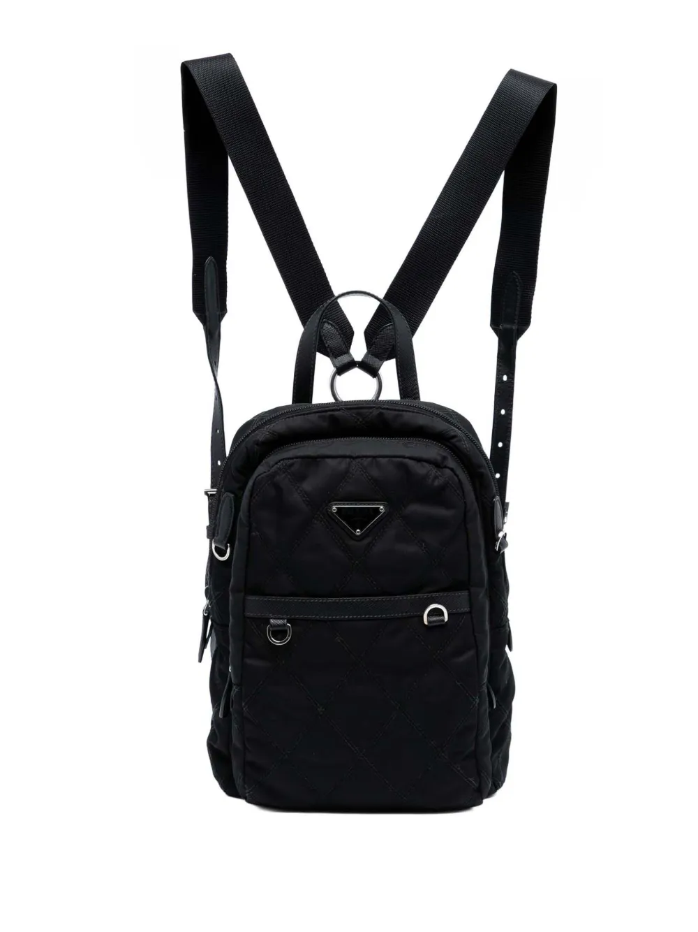 Prada Pre-Owned 2021-2025 Saffiano Trimmed Impuntu Tessuto backpack - Nero