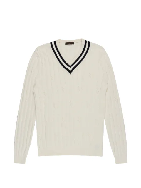 Zanone cable-knit V-neck sweater