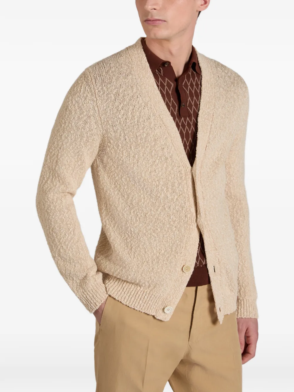 Zanone Getextureerd katoenen vest Beige