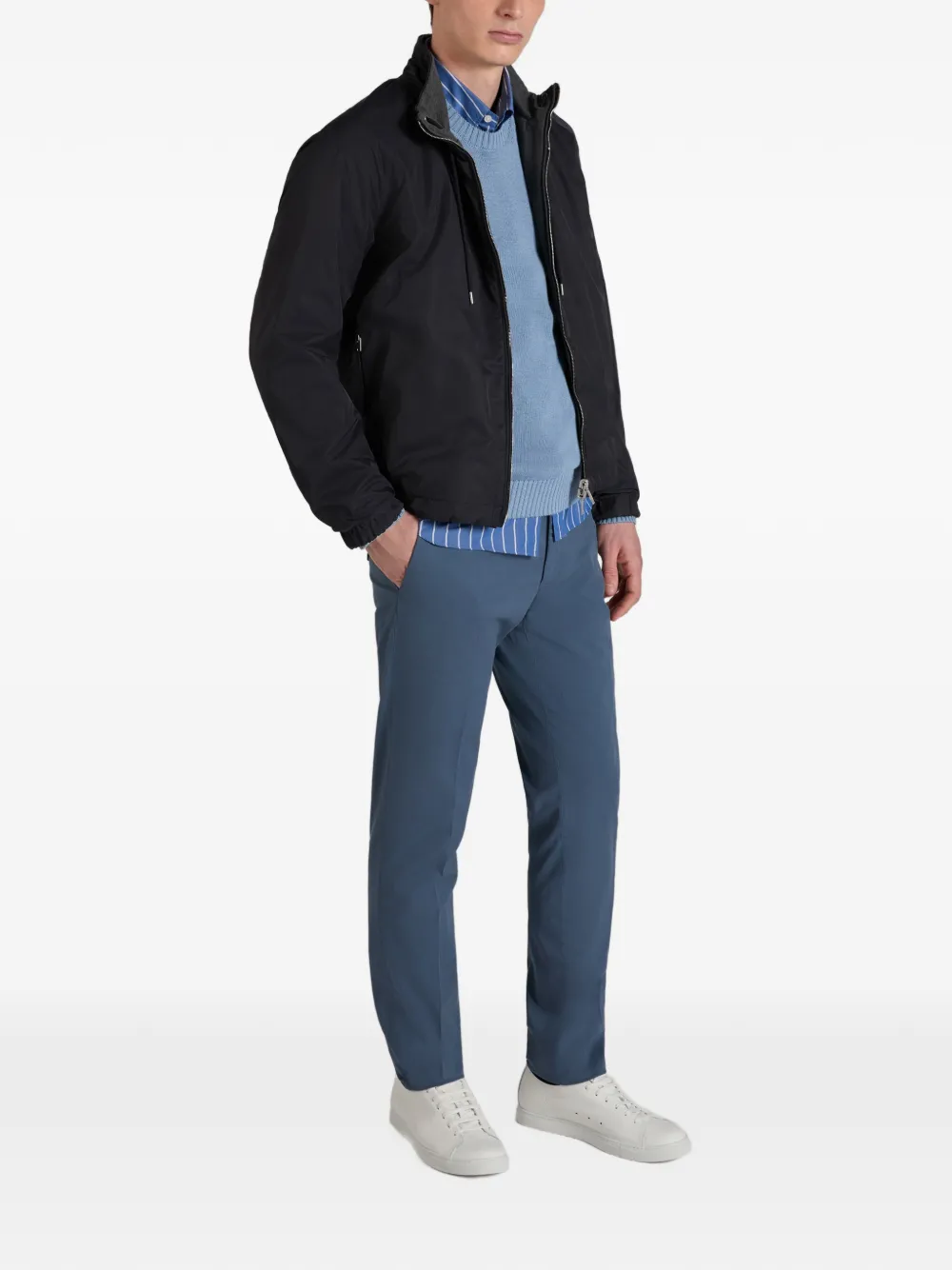 Glanshirt striped poplin shirt - Blauw