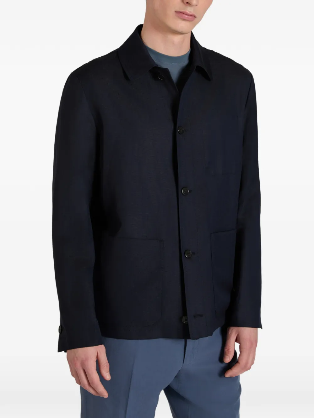  Incotex Button-up Jacket - Blue 