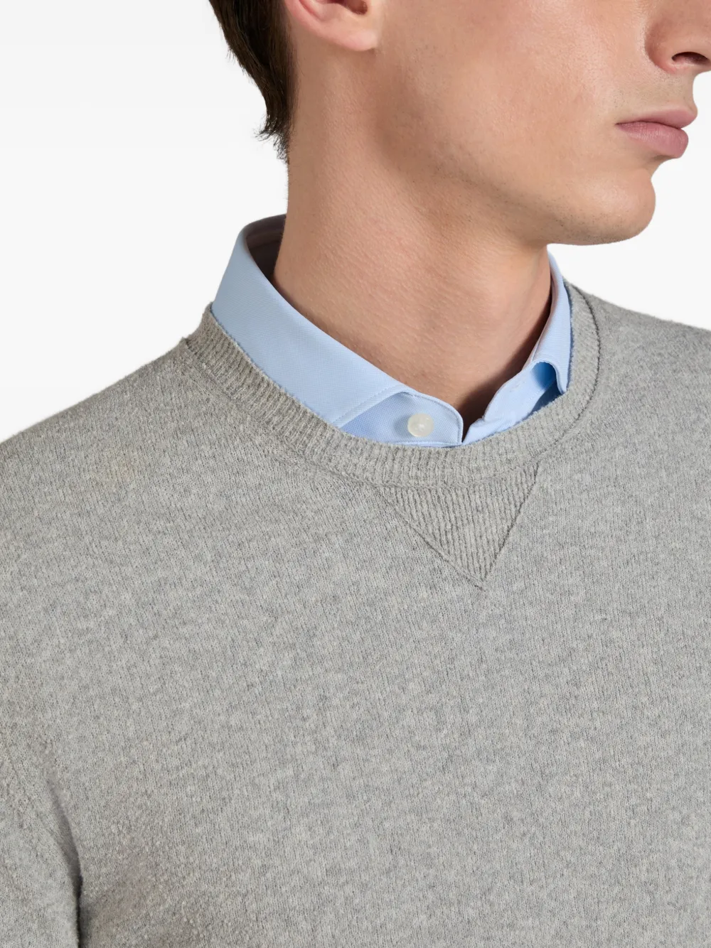 Zanone Bouclé trui met ronde hals Grijs