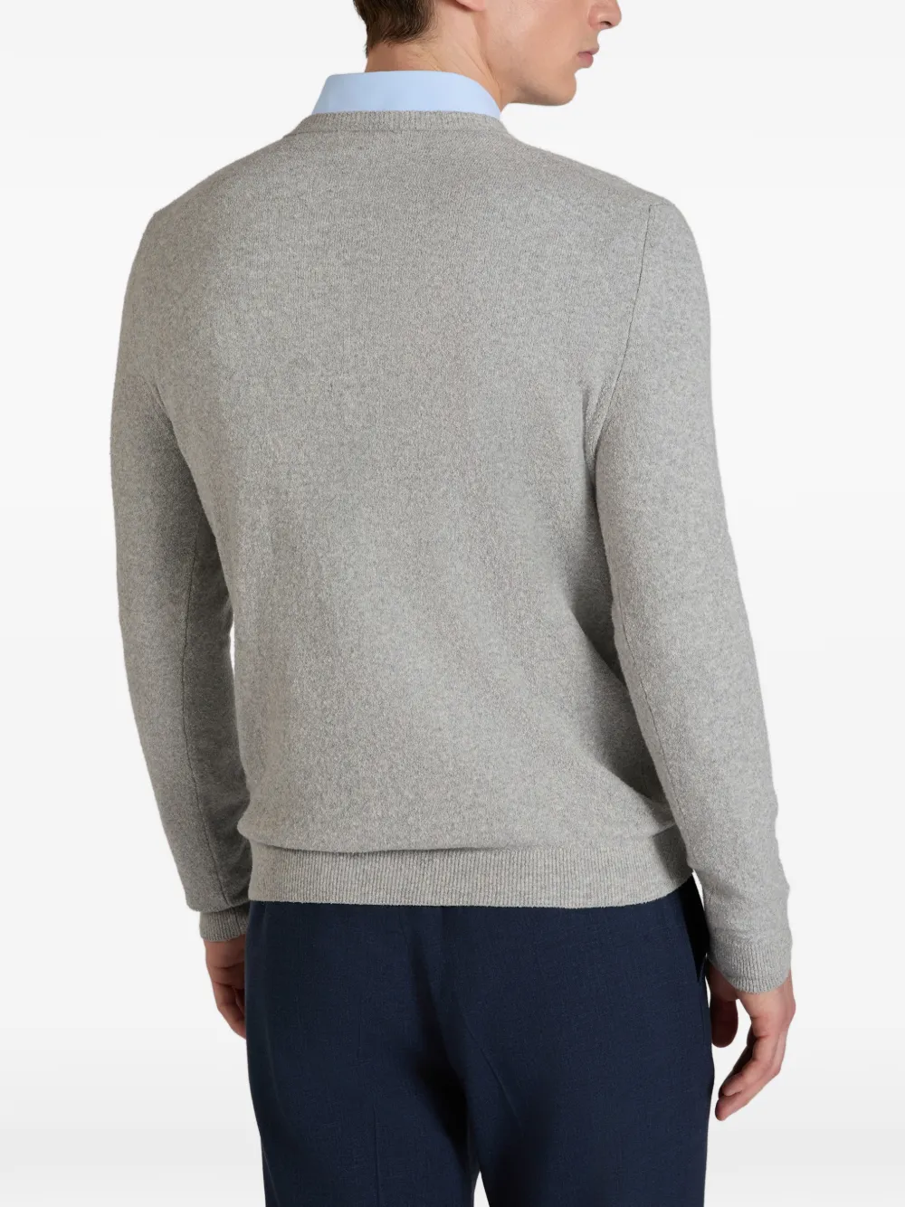 Zanone Bouclé trui met ronde hals Grijs