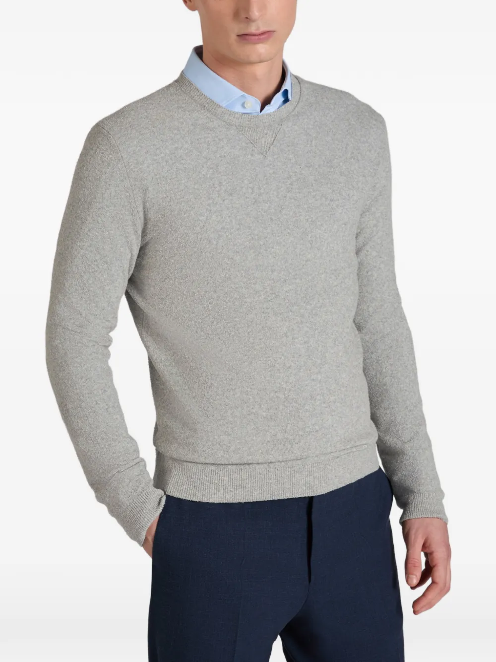 Zanone Bouclé trui met ronde hals Grijs