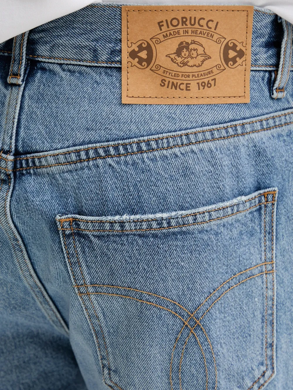 Fiorucci Denim shorts met logopatch Blauw