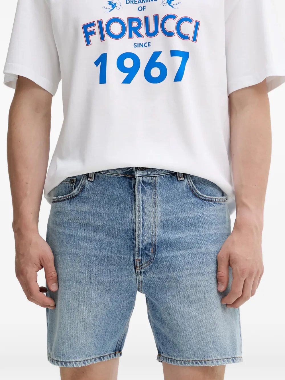  Fiorucci Logo-patch Denim Shorts - Blue 