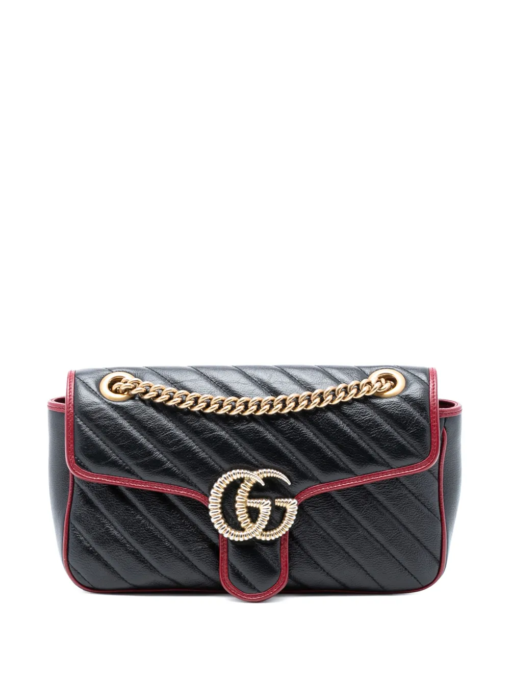 Gucci Pre-Owned 2016-2025 Medium GG Marmont Matelasse Diagonal Leather Torchon shoulder bag - Nero