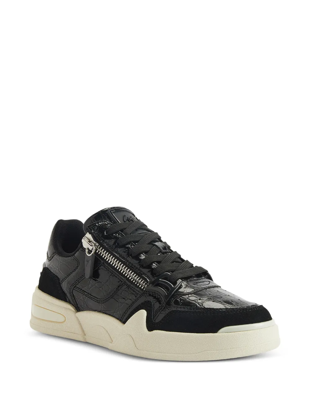 Giuseppe Zanotti Sneakers met krokodillenprint en rits Zwart