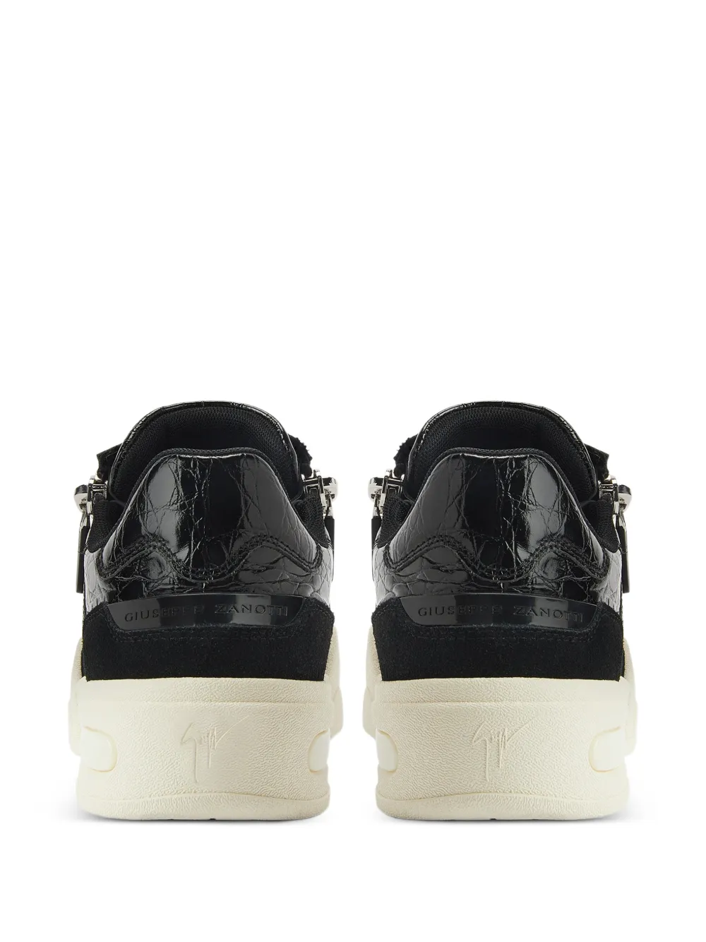 Giuseppe Zanotti Sneakers met krokodillenprint en rits Zwart