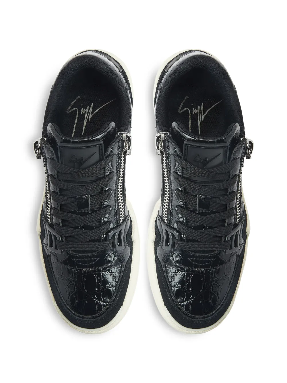 Giuseppe Zanotti Sneakers met krokodillenprint en rits Zwart