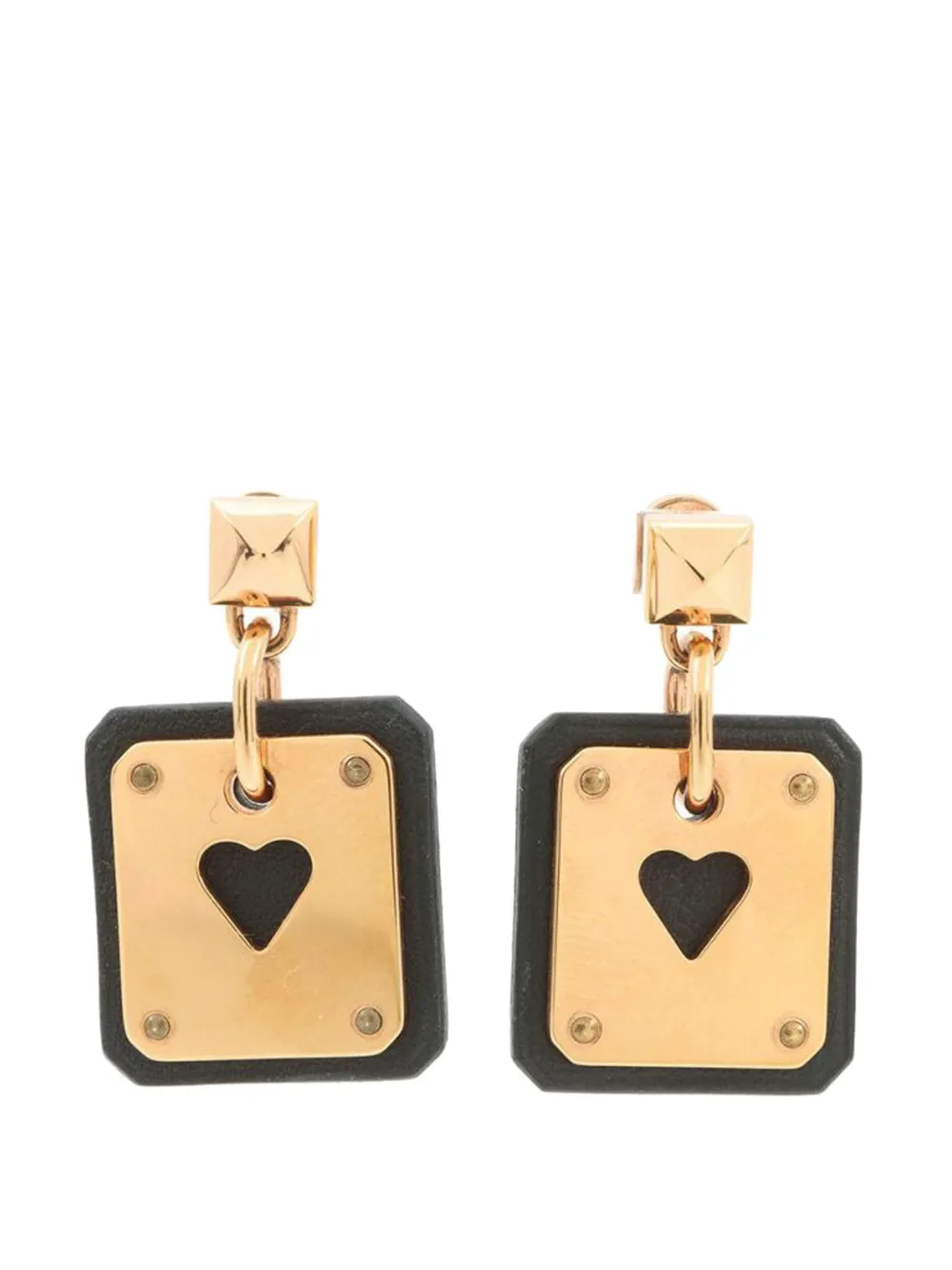 Hermès Pre-Owned 2021 Gold Plated Swift As De Coeur Push Back Earrings costume earrings - Schwarz