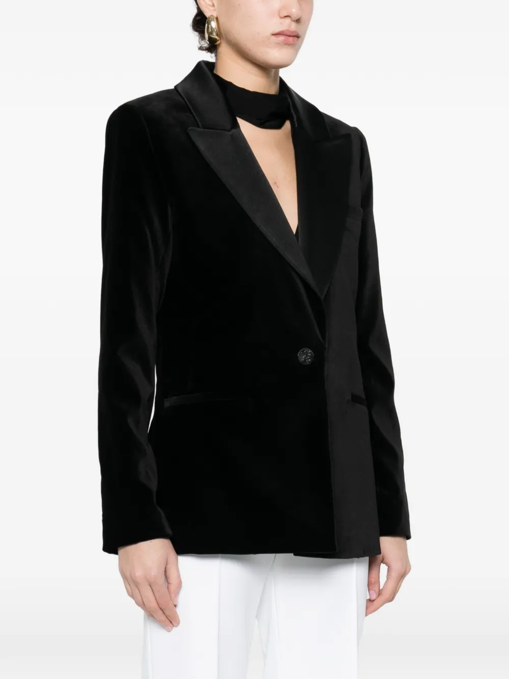 alice + olivia Silas fluwelen blazer met sjaalkraag Zwart