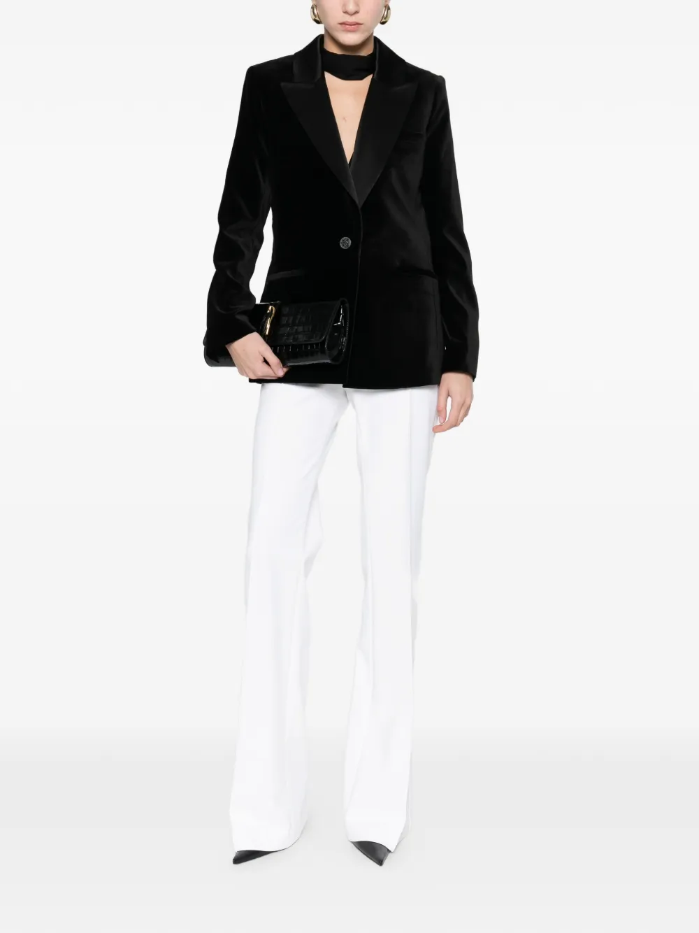 alice + olivia Silas fluwelen blazer met sjaalkraag Zwart