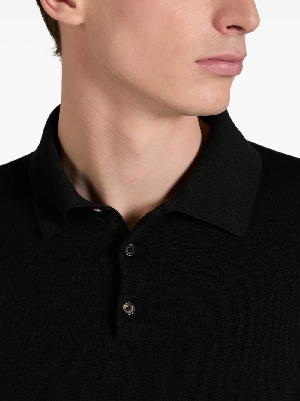 Zanone Poloshirt met knopen Zwart