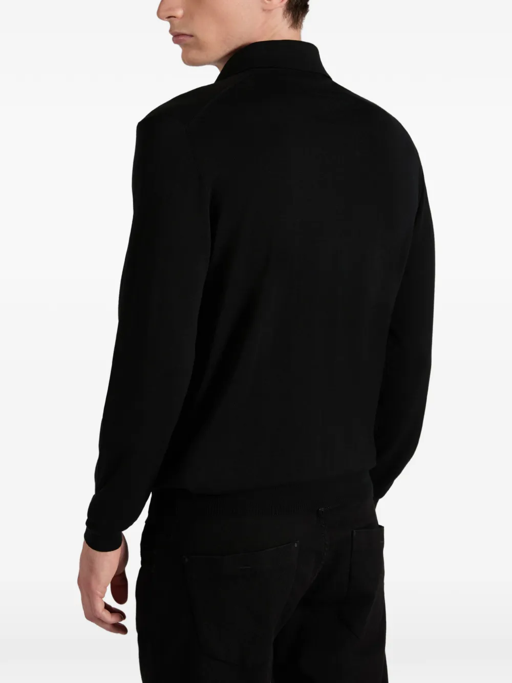 Zanone Poloshirt met knopen Zwart