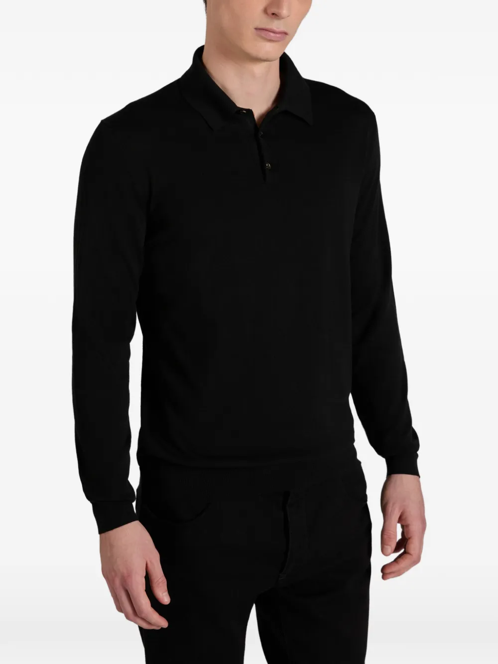 Zanone Poloshirt met knopen Zwart