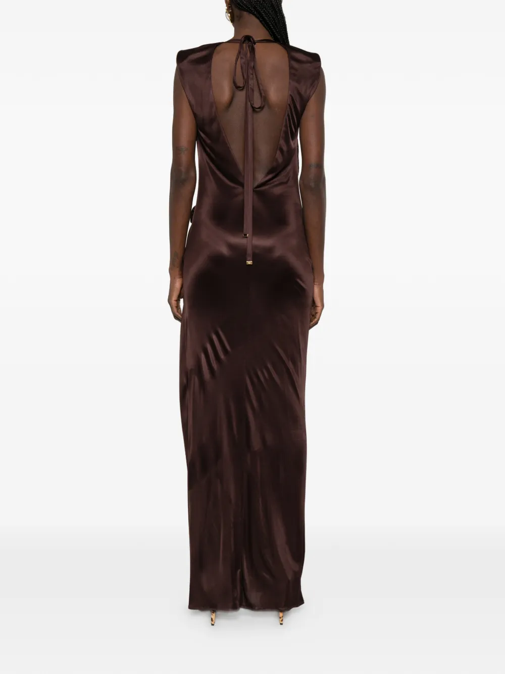 Elisabetta Franchi Maxi-jurk met open rug Bruin