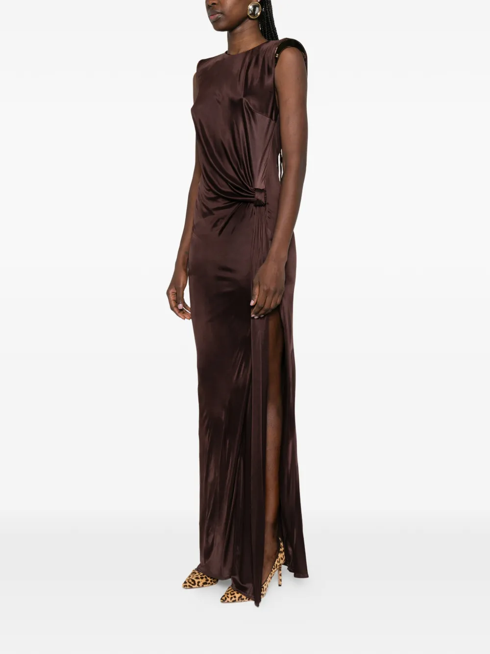 Elisabetta Franchi Maxi-jurk met open rug Bruin