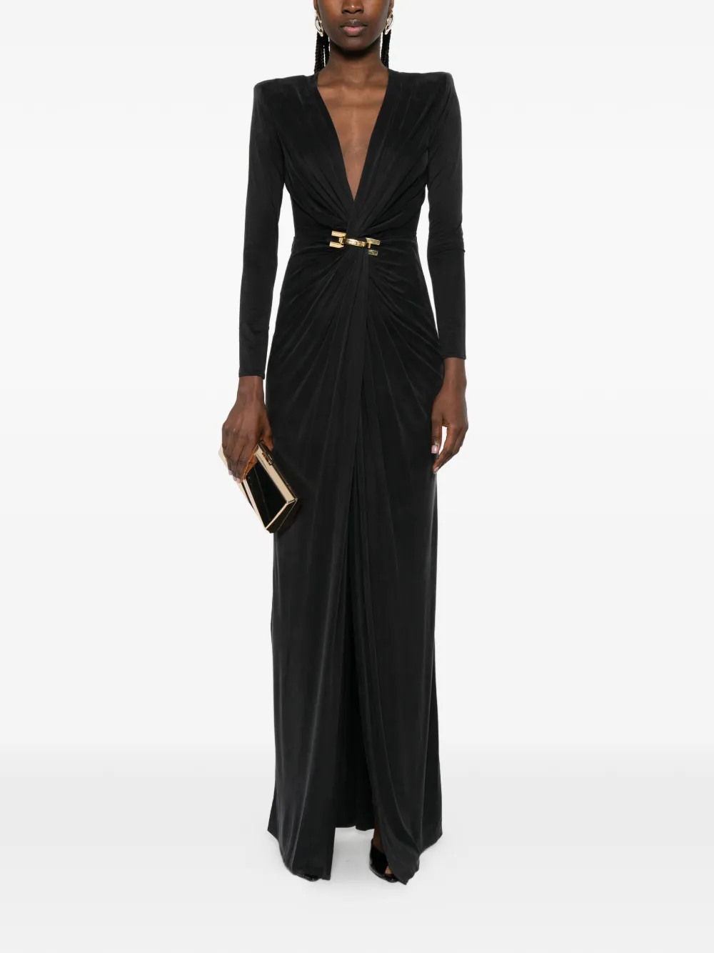 Elisabetta Franchi Maxi-jurk met V-hals Zwart