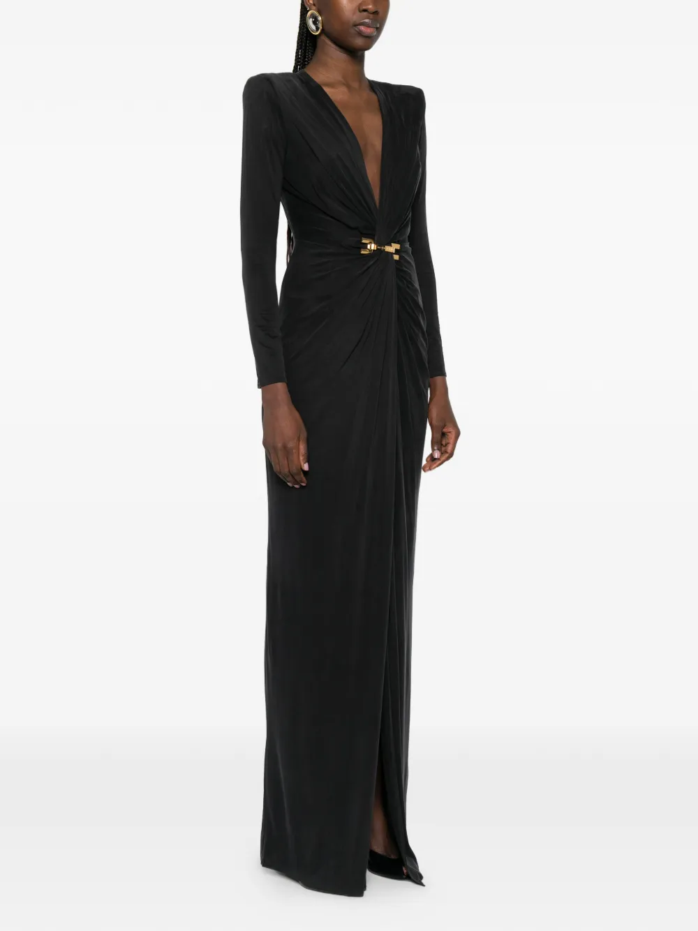 Elisabetta Franchi Maxi-jurk met V-hals Zwart
