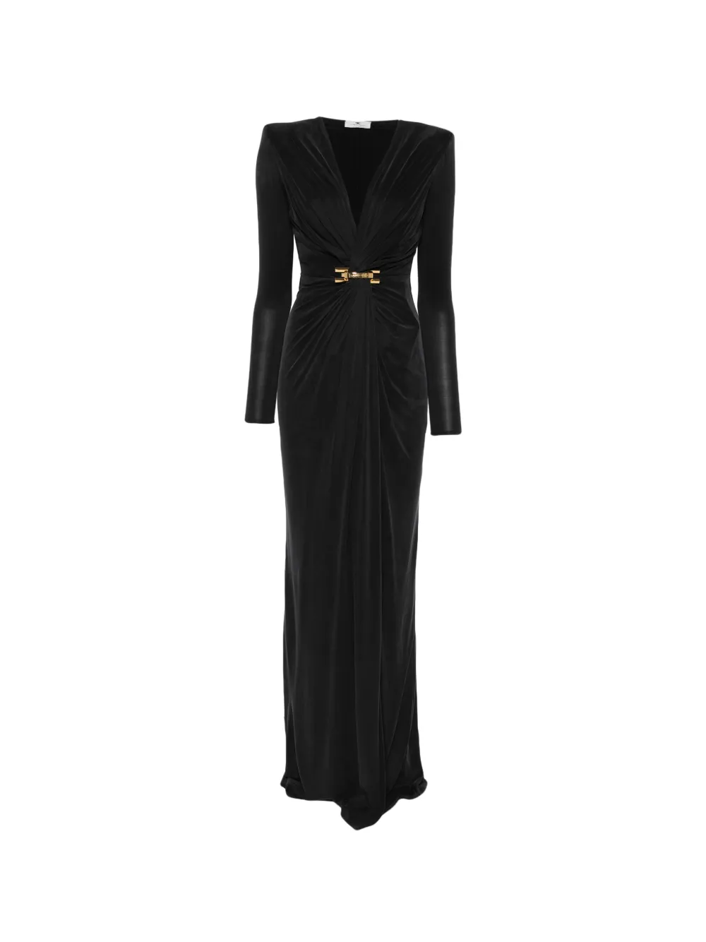 Elisabetta Franchi V-neck long-sleeve maxi dress - Nero