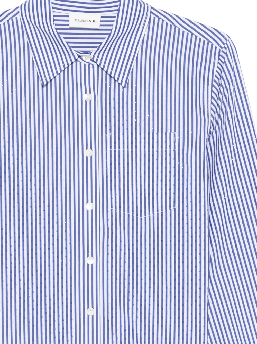  P.a.r.o.s.h. Camisa A Rayas Con Apliques - Azul 