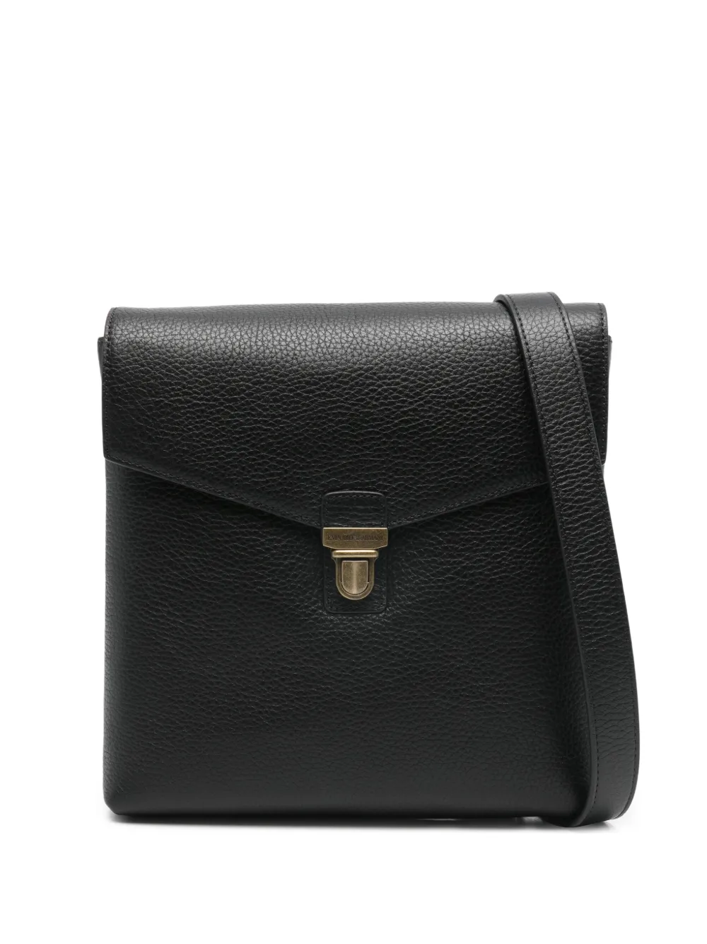 Emporio Armani grained-leather messenger bag - Nero