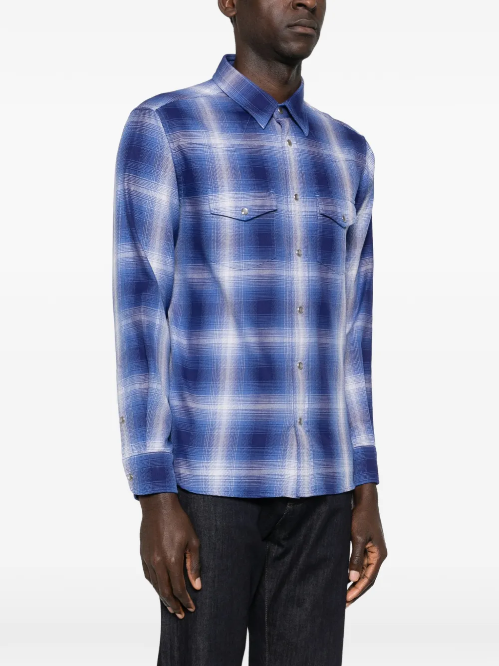 TOM FORD Geruit overhemd Blauw