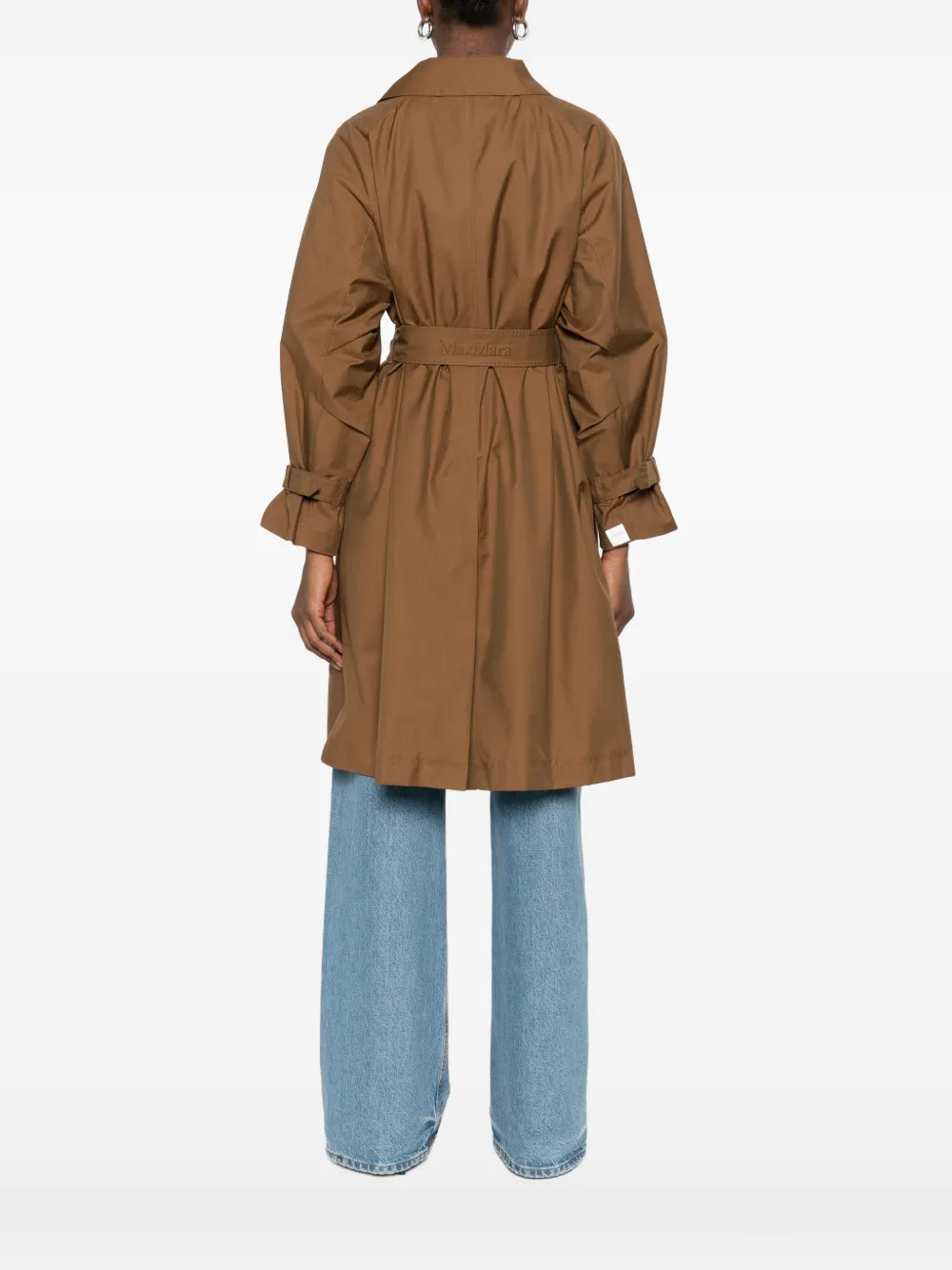 Max Mara Jas met ceintuur en dubbele rij knopen Bruin