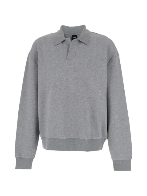 BOSS polo-collar long-sleeve sweatshirt