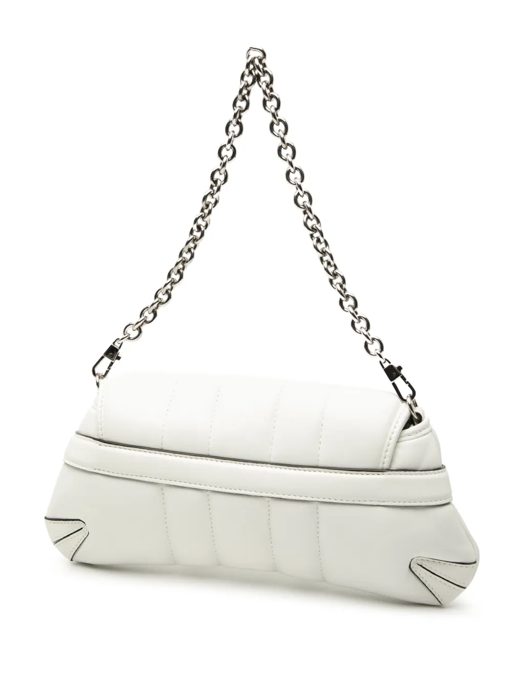  Gucci Pre-owned 2016-2025 Small Quilted Leather Horsebit Chain Satchel - White 