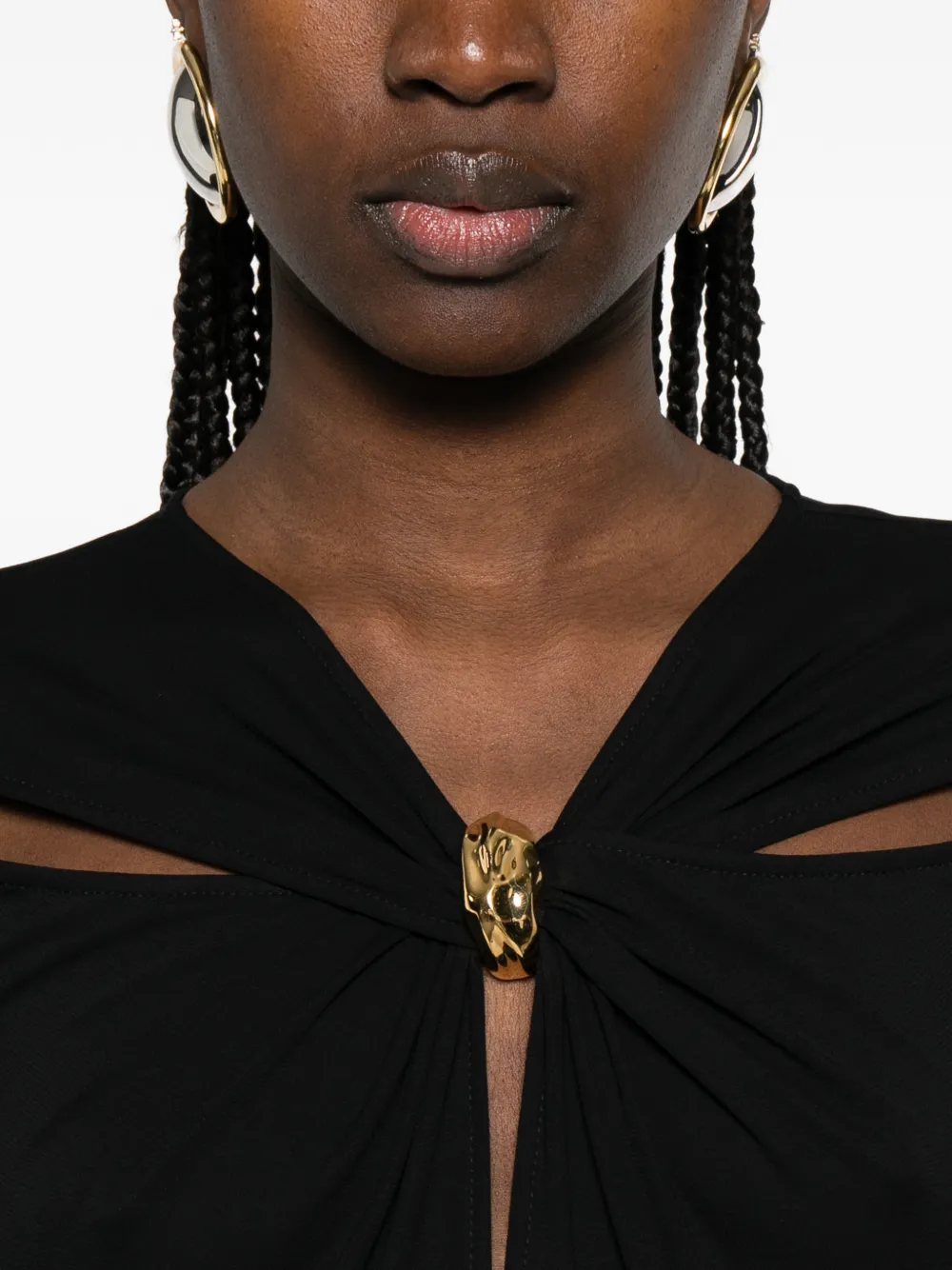 Elisabetta Franchi Midi-jurk met lange mouwen Zwart