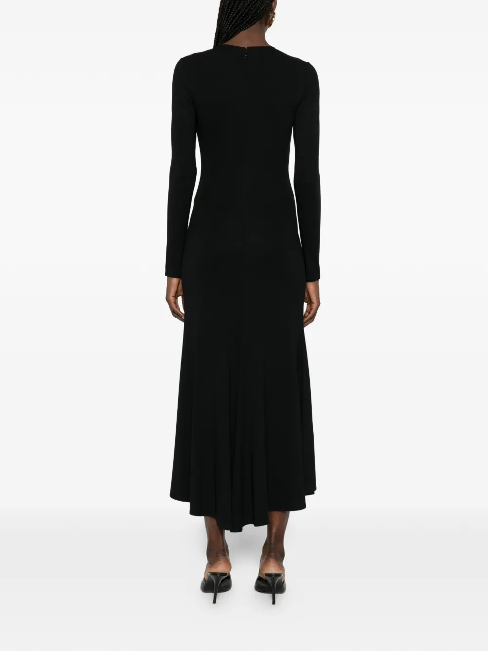 Elisabetta Franchi Midi-jurk met lange mouwen Zwart