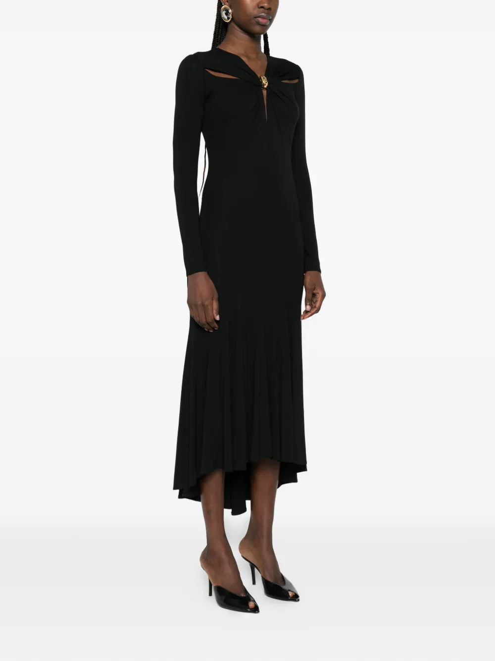 Elisabetta Franchi Midi-jurk met lange mouwen Zwart