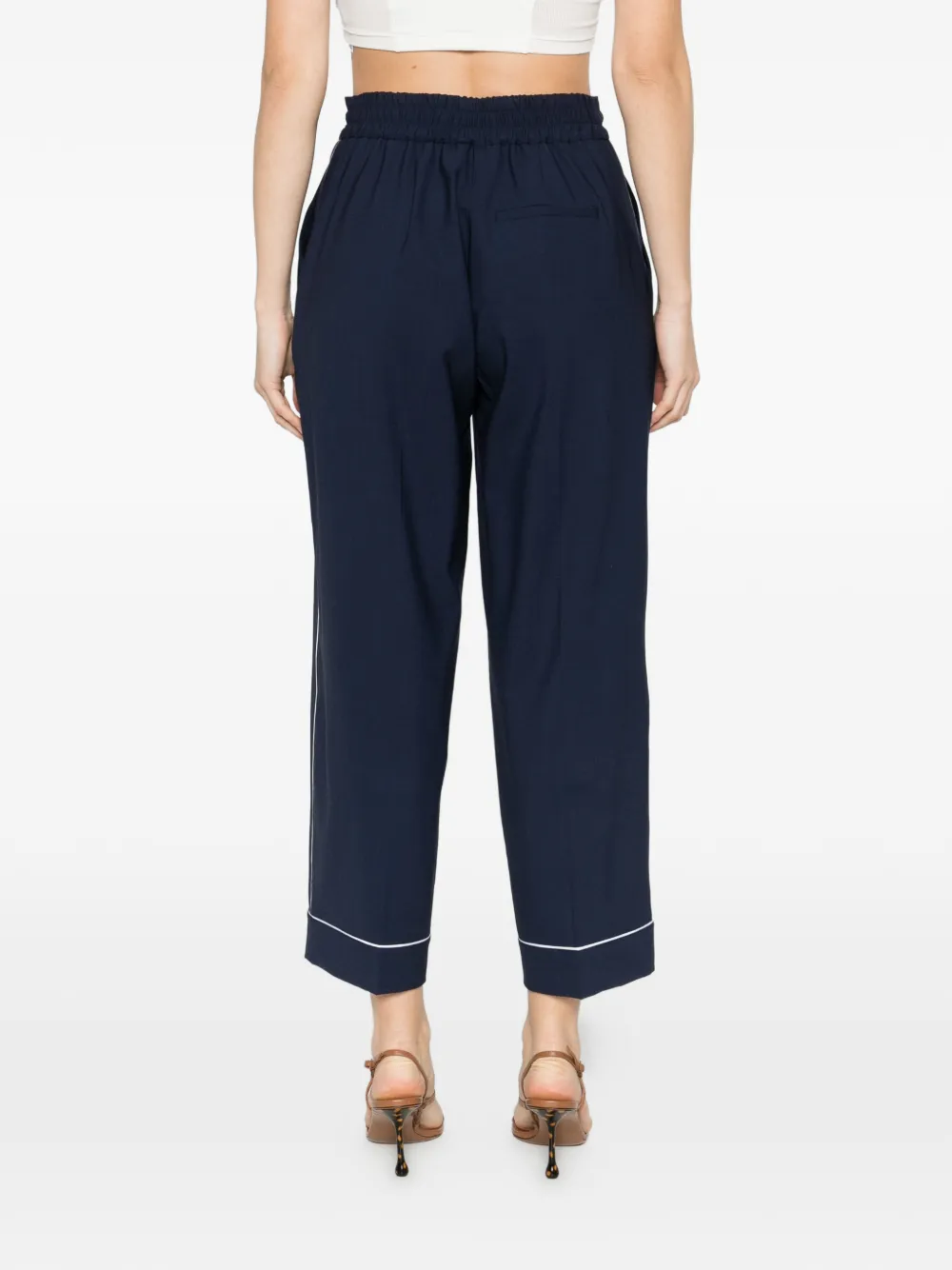 Drawstring-Fastening Cropped Trousers