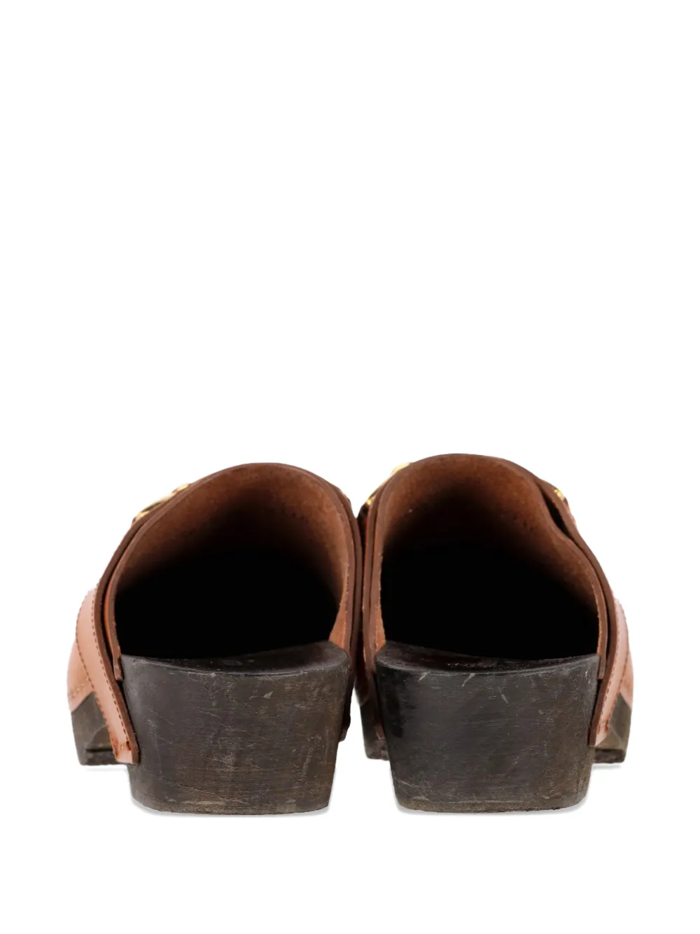 Celine Pre-Owned Bois chain-detail leather clogs - Bruin