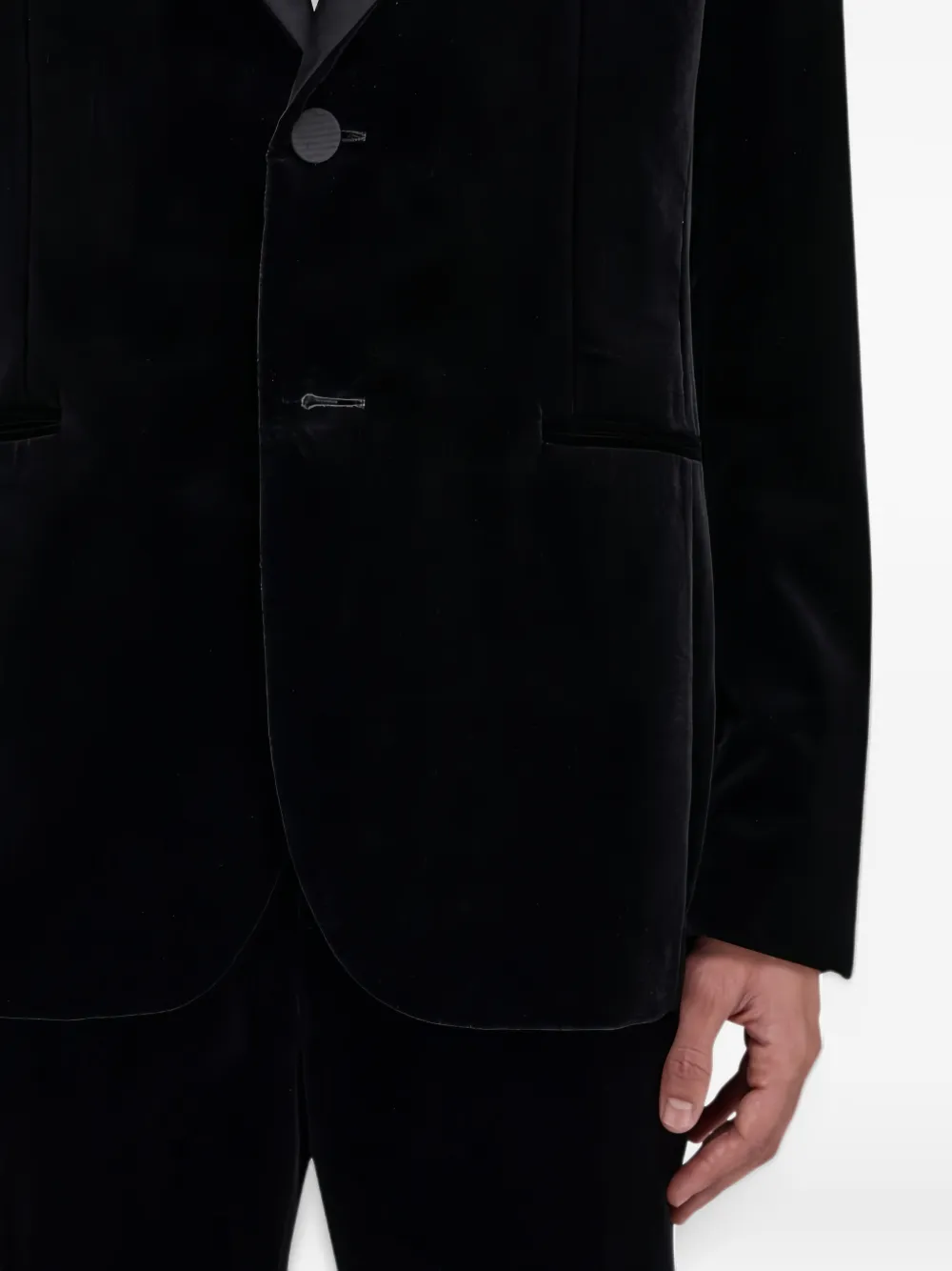 Ferragamo Fluwelen pak met enkele rij knopen Zwart