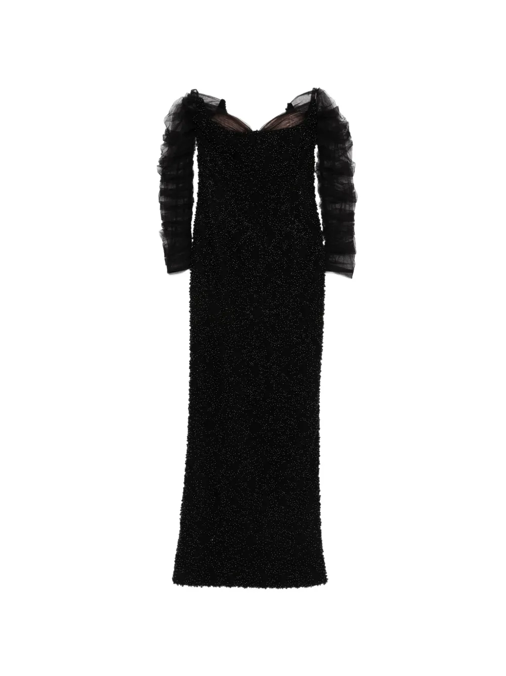 JEAN-LOUIS SABAJI ruffled beaded maxi dress - Nero