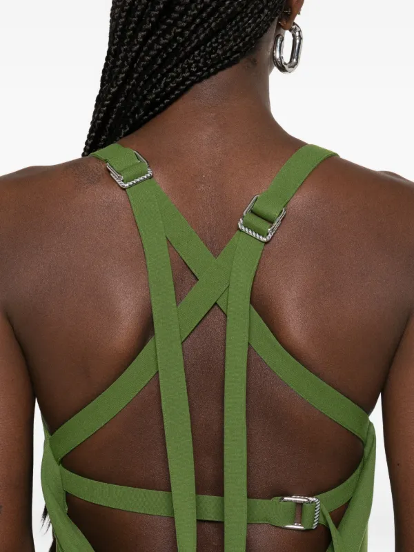 attico green dress The Attico Women's Asymmetrical Viscose Dress Green