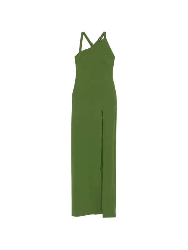 green emerald velvet dress THE ATTICO Long green dress with slit main image 1