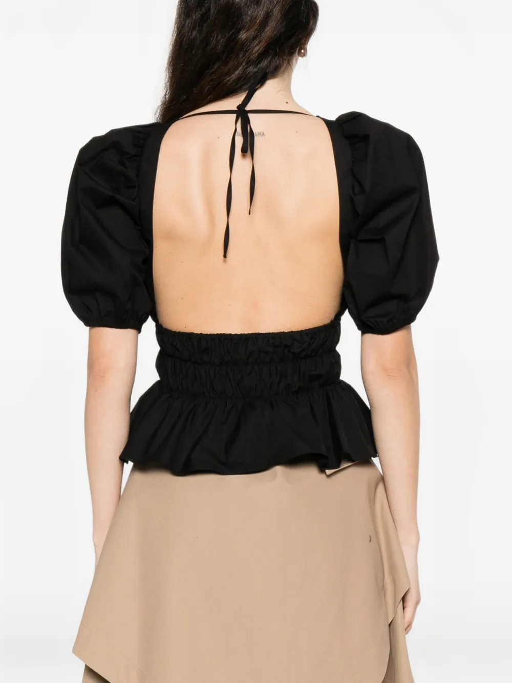 PINKO Joandra gesmockte top met pofmouwen Zwart