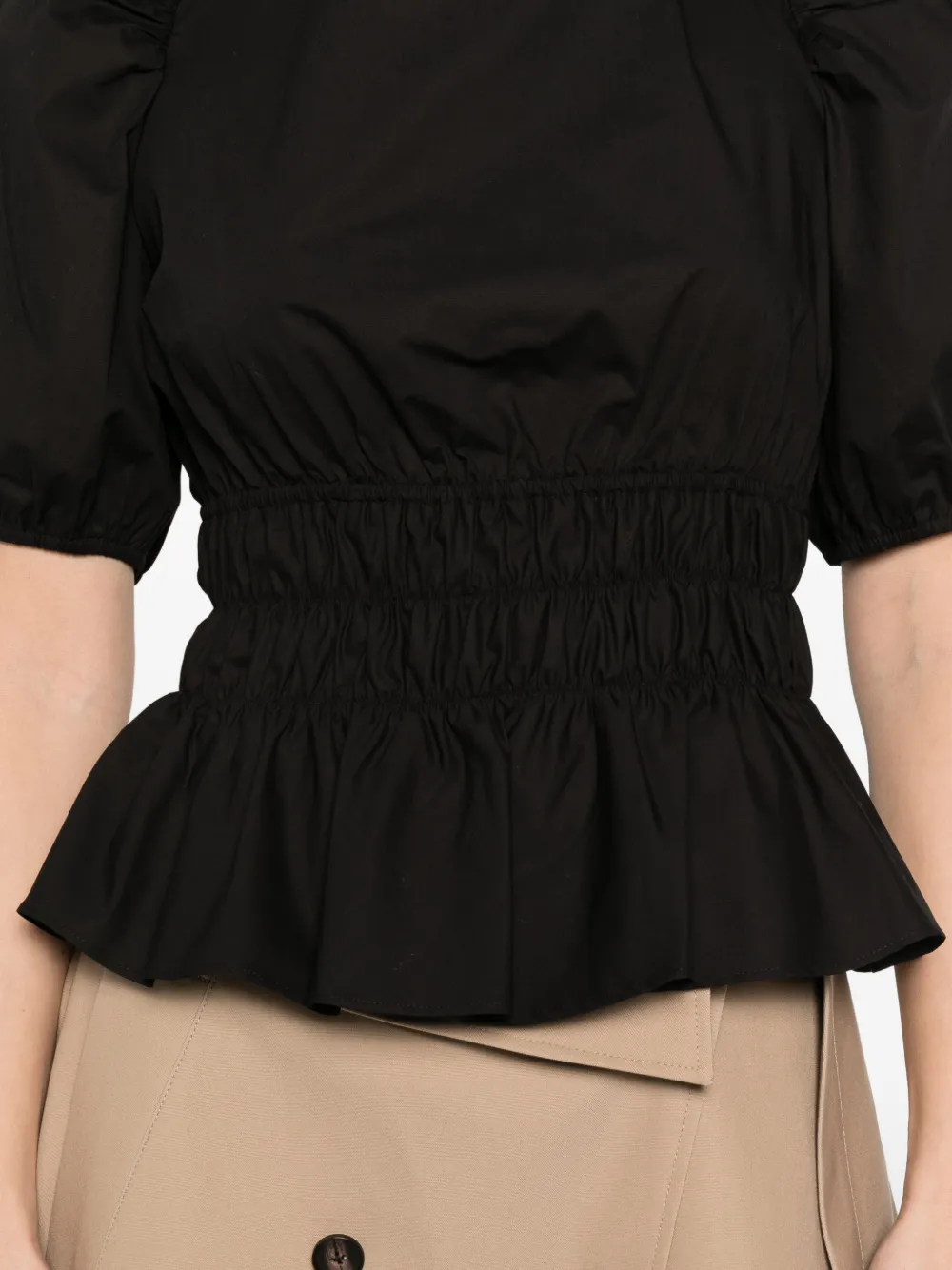 PINKO Joandra gesmockte top met pofmouwen Zwart