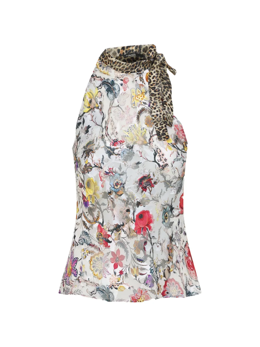 Roberto Cavalli contrast-print top - Bianco