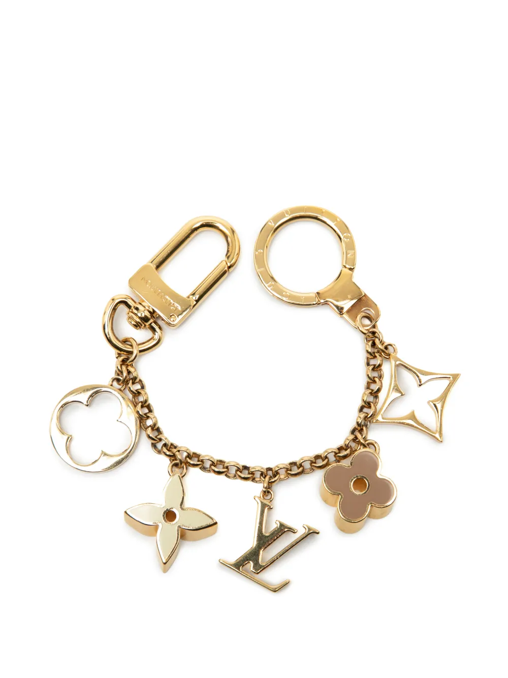 Louis Vuitton Pre-Owned 2014 Gold Plated Fleur de Monogram Bag Charm key chain - Oro
