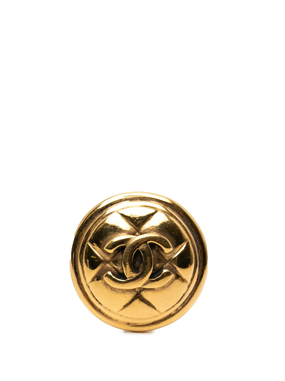 CHANEL Pre-Owned Spilla CC placcata oro con design rotondo trapuntato 1970-1990