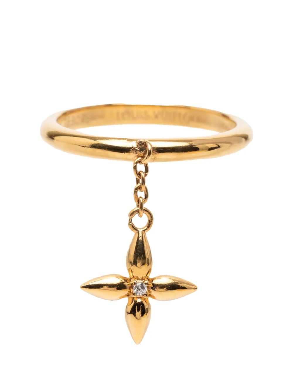 Louis Vuitton Pre-Owned 2023 Gold Plated Louisette Signature Ring costume ring - Oro
